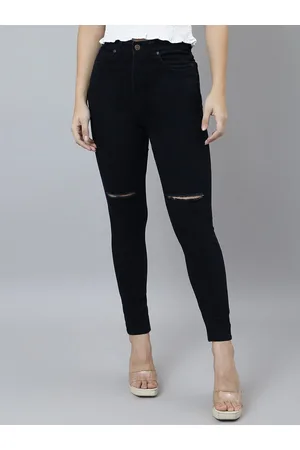 BAESD Women Skinny Fit High-Rise Slash Knee Stretchable Jeans