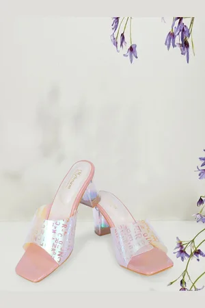 MEHNAM Printed Open Toe Block Heels