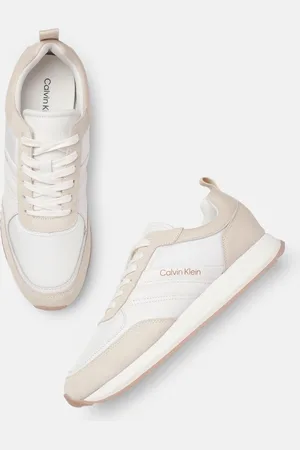 Calvin Klein Men Low Top Lace Up Repr Woven Design Leather Sneakers