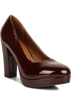 London Rag Round Toe Platform Heel Pumps