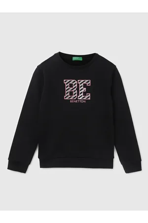 Benetton Girls Black Printed Sweatshirt