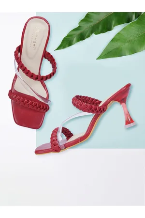 MEHNAM Braided Open Toe Block Heels