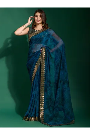 Anouk Orange & Red Tie and Dye Sequinned Saree