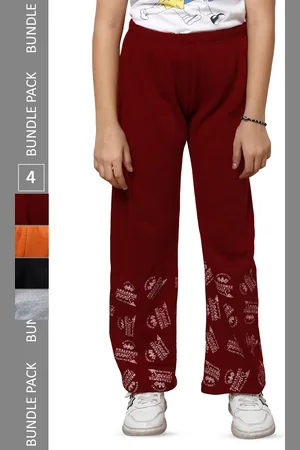 IndiWeaves Girls Pack of 4 Printed Mid-Rise Straight Fit Woollen Palazzos
