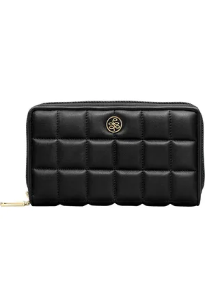 Eske Women Black Quilted Leather Zip Around Wallet
