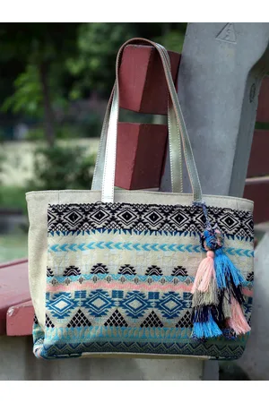 Anekaant Ethnic Motifs Printed Tasselled Shopper Tote Bag