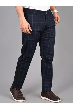FUBAR Men Checked Slim Fit Cotton Trousers