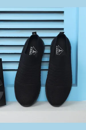 TPENT Men Black Textile Running Shoes