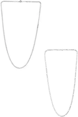 Yellow Chimes Men Set Of 2 Silver-Plated Stainless Steel Chains