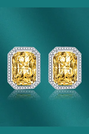 Designs & You Silver-Plated Cubic Zirconia-Studded Geometric Studs Earrings