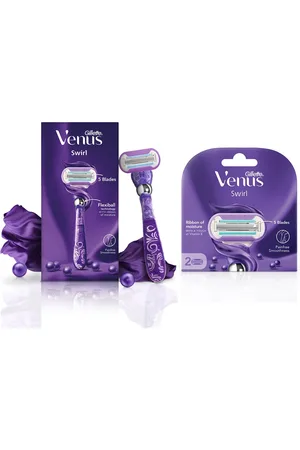 Gillette Women Swirl Hair Removal Razor with 2 Pcs Cartridges - Purple