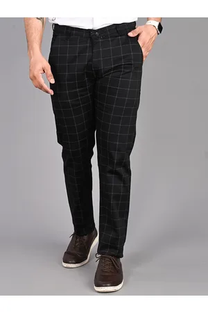 FUBAR Men Checked Slim Fit Cotton Trousers