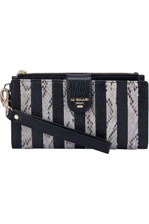 Da Milano Women Striped Textured Leather Zip Around Wallet