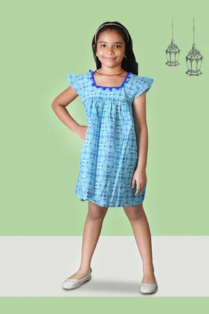 Kids On Board Girls Geometric Print Cotton A-Line Dress