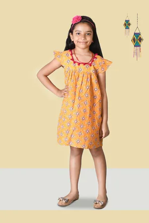 Kids On Board Girls Geometric Print Cotton A-Line Dress