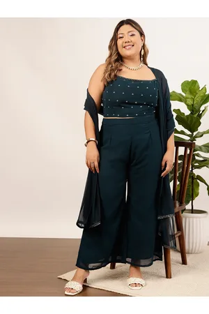 indo street Plus Size Embellished Crop Top & Palazzos