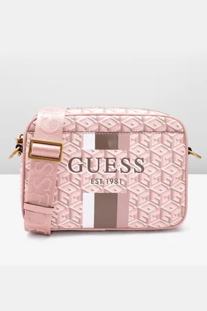 Guess Brand Logo Printed Structured Sling Bag