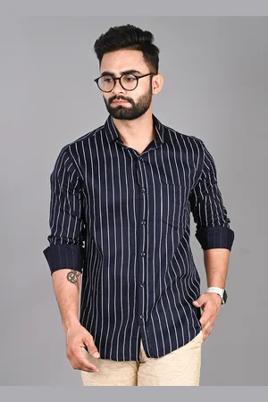 FUBAR Striped Long Sleeves Spread Collar Slim Fit Casual Shirt