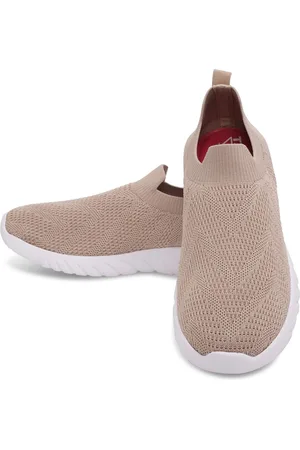TPENT Women Beige Woven Design Slip-On Sneakers