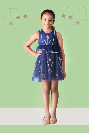 Kids On Board Girls Floral Printed Sleeveless Fit & Flare Dress