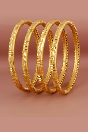 Lucky Jewellery Set Of 4 18K Gold-Plated Bangles