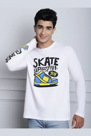 DOOR74 Graphic Printed Round Neck Long Sleeve Pure Cotton Regular T-shirt