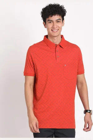Turtle Men Slim Fit Geometric Printed Polo Collar Pure Cotton T-shirt