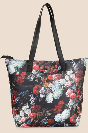 DressBerry Black & Red Floral Printed Oversized Shopper Tote Bag