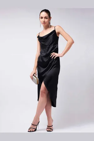 Color Capital Cowl Neck Satin Sheath Midi Dress