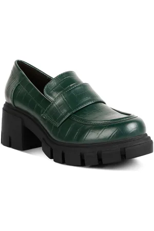 London Rag Women Textured Heeled Penny Loafers