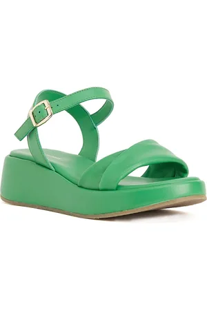 Peach Flores Open Toe Leather Flatform Heels