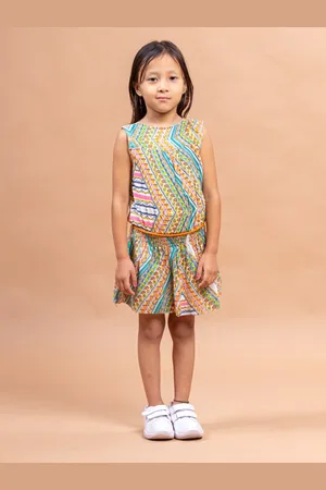 Sangria Blue Tribal Printed Sleeveless Tie-Ups Cotton Dress