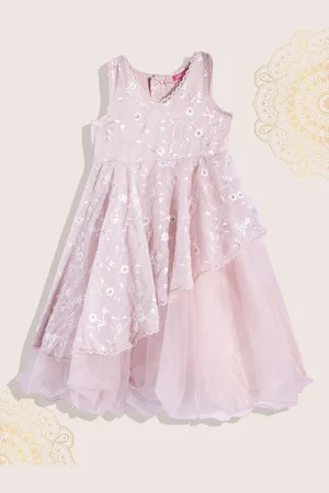 Biba Girls Floral Embroidered Sequinned Detail Layered Maxi Gown Dress