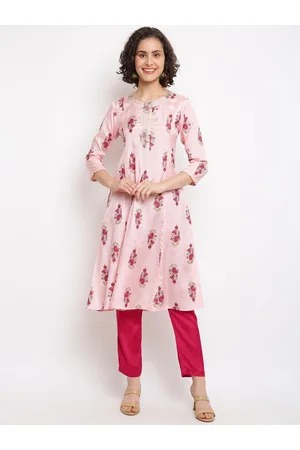 IMARA Floral Printed Sequined A-Line Kurta with Trousers