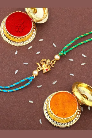 ESTELE Set Of 2 Om Charm & Stone-Studded Rakhis