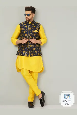 Armaan Ethnic Mandarin Collar Kurta With Trousers & Nehru Jacket