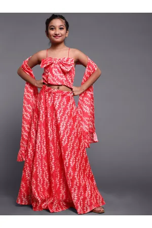 AKS Girls Tie & Dye Printed Ready to Wear Lehenga Choli With Dupatta