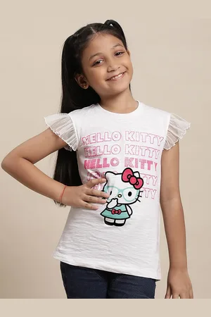 Kidsville Girls Hello Kitty Printed Pure Cotton Tshirt