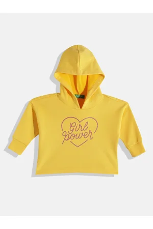 Benetton Girls Typography Printed Hooded Sweatshirt