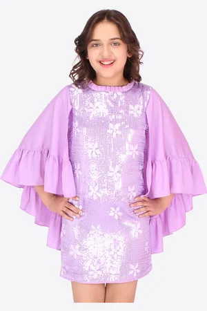 CUTECUMBER Girls Purple Georgette Sheath Dress