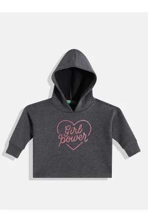 Benetton Girls Typography Printed Hooded Sweatshirt