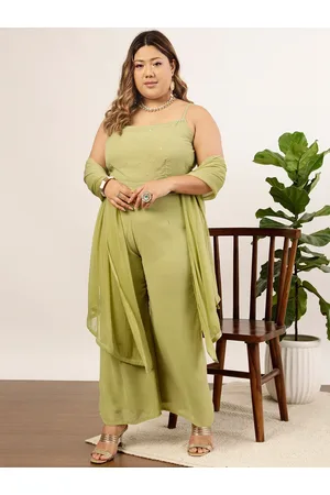 indo street Plus Size Embellished Top & Palazzo