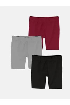 KiddoPanti Girls Pack Of 3 Mid-Rise Cycling Sports Shorts