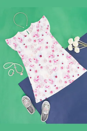 Pantaloons Girls Floral Printed A-Line Cotton Dress
