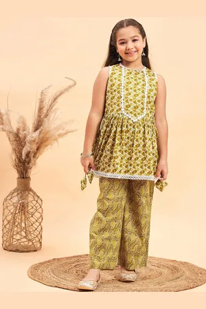 Stylo Bug Girls Printed Empire Pure Cotton Kurta With Palazzos