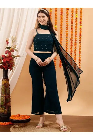 indo street Embellished Crop Top & Pant Co-Ord Set