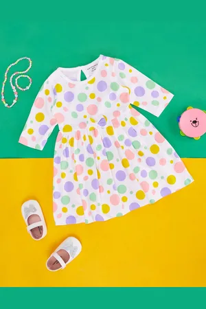 Pantaloons Girls Polka Dot Printed Cotton Fit & Flare Dress