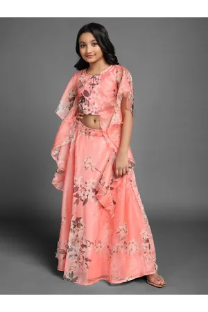AKS Girls Printed Ready To Wear Lehenga & Choli