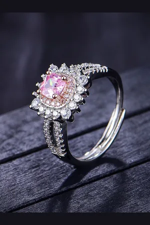 Designs & You Silver Plated Ice Cut American Diamond Studded Finger Ring