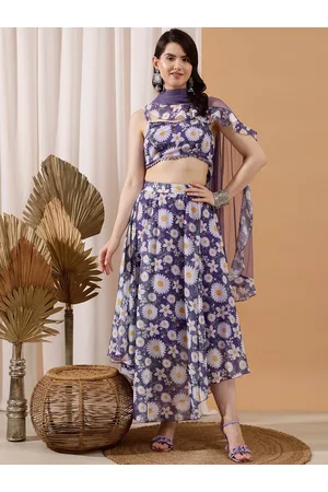 indo street Floral Printed Crop Top & Skirt